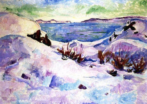 Paisagem de neve de Krager (Edvard Munch) - Reprodução com Qualidade Museu
