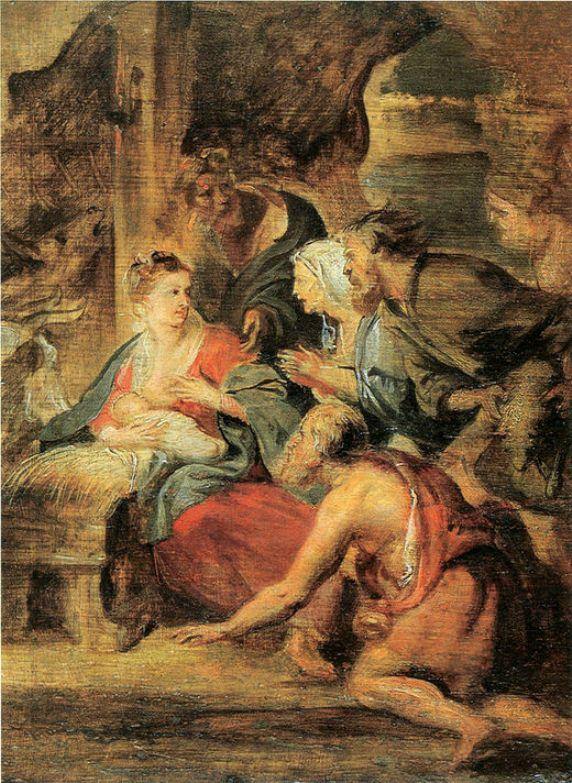 Adoração dos Pastores (Peter Paul Rubens) - Reprodução com Qualidade Museu