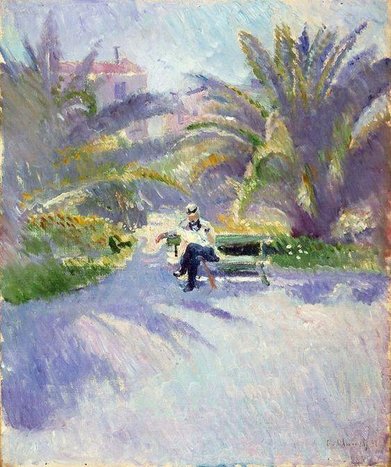Sob as palmeiras em Nice (Edvard Munch) - Reprodução com Qualidade Museu