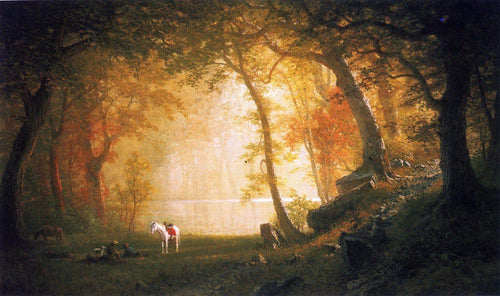 Um descanso no passeio (Albert Bierstadt) - Reprodução com Qualidade Museu