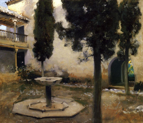 Alhambra, Patio De La Reja (John Singer Sargent) - Reprodução com Qualidade Museu