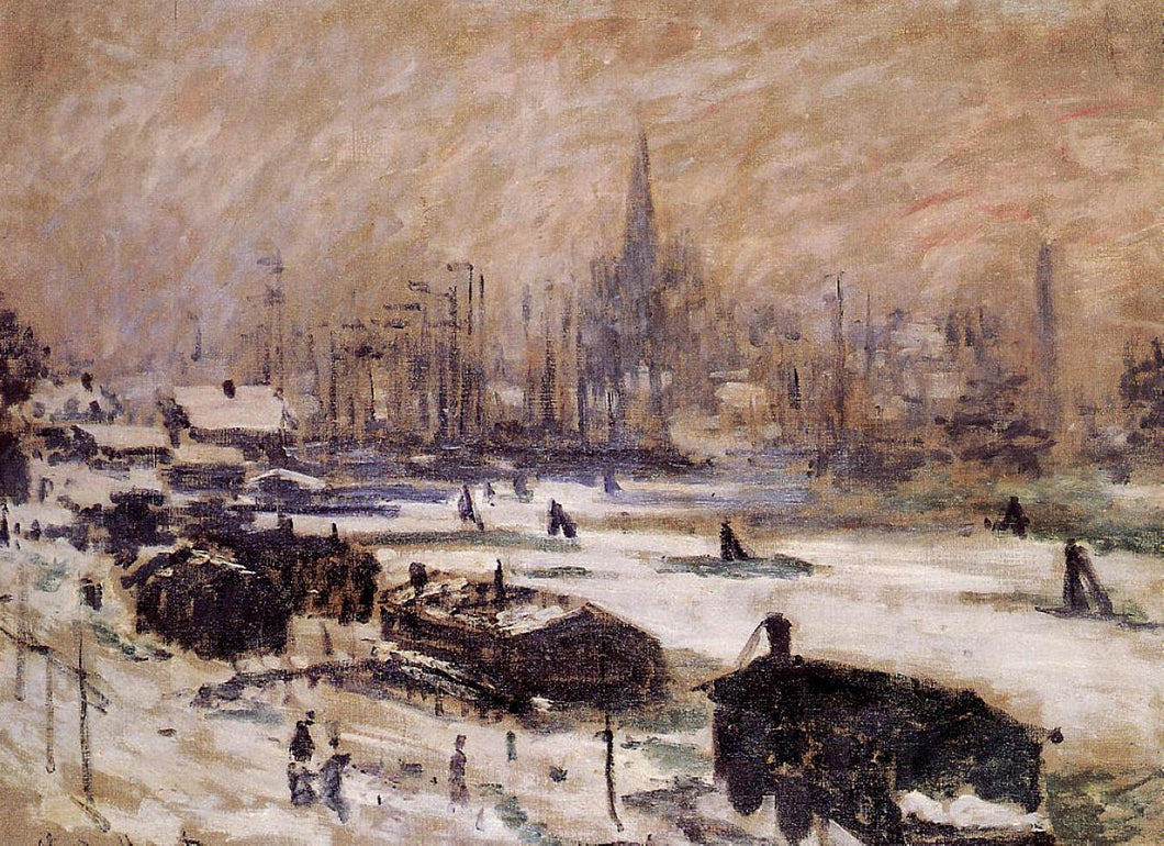 Amsterdã na neve (Claude Monet) - Reprodução com Qualidade Museu