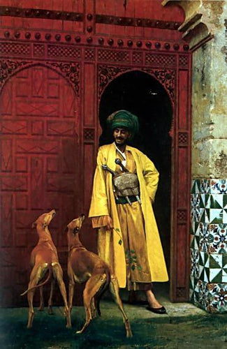 Um árabe e seus cães (Jean-Leon Gerome) - Reprodução com Qualidade Museu