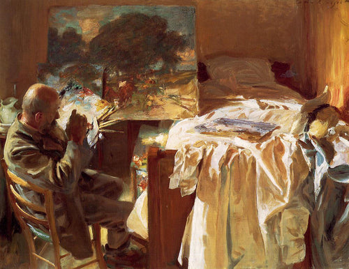 Um artista em seu estúdio (John Singer Sargent) - Reprodução com Qualidade Museu