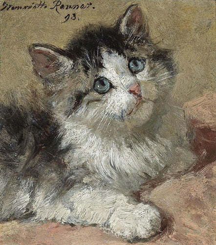 Um gatinho curioso (Henriette Ronner-Knip) - Reprodução com Qualidade Museu