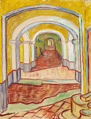 Corredor no asilo (Vincent Van Gogh) - Reprodução com Qualidade Museu