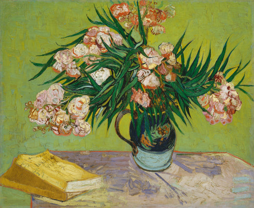 Oleandros e livros (Vincent Van Gogh) - Reprodução com Qualidade Museu