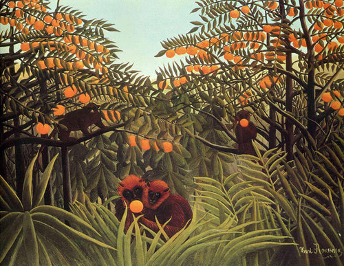 Macacos em Orange Grove (Henri Rousseau) - Reprodução com Qualidade Museu