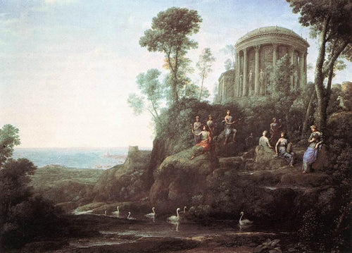 Apolo e as musas do monte Helicon, Parnassus (Claude Lorrain) - Reprodução com Qualidade Museu