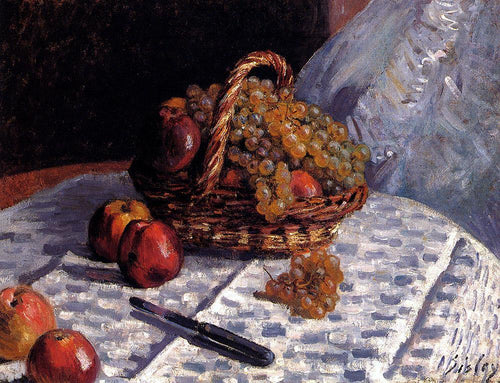 Maçãs e uvas em uma cesta (Alfred Sisley) - Reprodução com Qualidade Museu