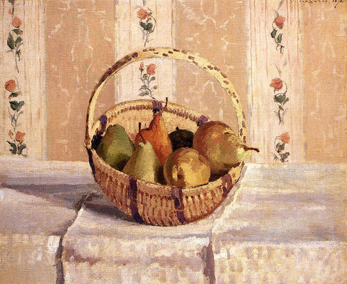 Maçãs e peras em uma cesta redonda (Camille Pissarro) - Reprodução com Qualidade Museu