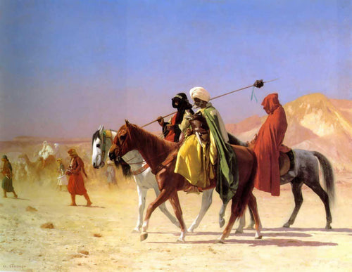 Árabes cruzando o deserto (Jean-Leon Gerome) - Reprodução com Qualidade Museu