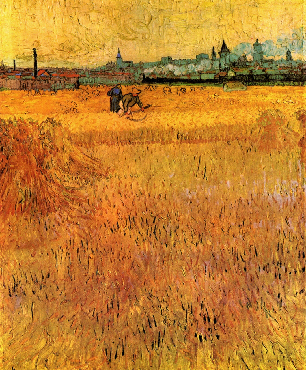 Vista de Arles dos campos de trigo (Vincent Van Gogh) - Reprodução com Qualidade Museu