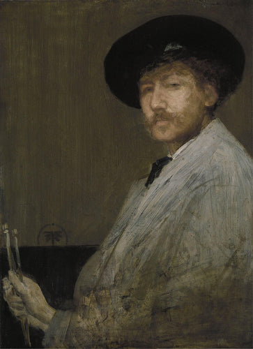 Arranjo em cinza, retrato do pintor (James Abbott McNeill Whistler) - Reprodução com Qualidade Museu