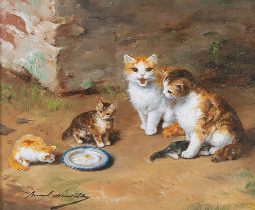 A Família dos Gatos (Alfred-Arthur Brunel de Neuville) - Reprodução com Qualidade Museu