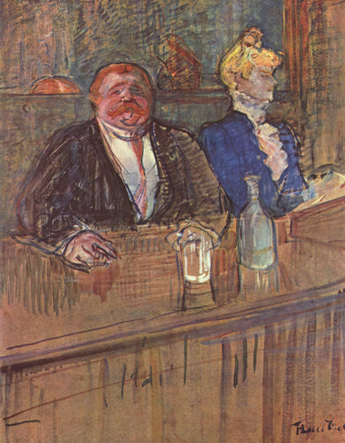 At The Cafe - O cliente e o caixa anêmico (Henri de Toulouse-Lautrec) - Reprodução com Qualidade Museu
