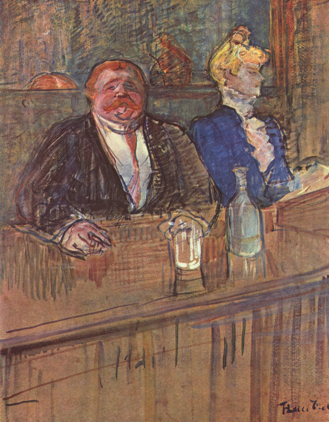 At The Cafe - O cliente e o caixa anêmico (Henri de Toulouse-Lautrec) - Reprodução com Qualidade Museu