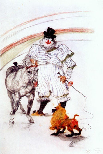At The Circus - Adestramento de Cavalos e Macacos (Henri de Toulouse-Lautrec) - Reprodução com Qualidade Museu