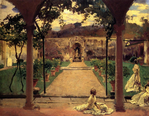 Em Torre Galli. Senhoras em um jardim (John Singer Sargent) - Reprodução com Qualidade Museu