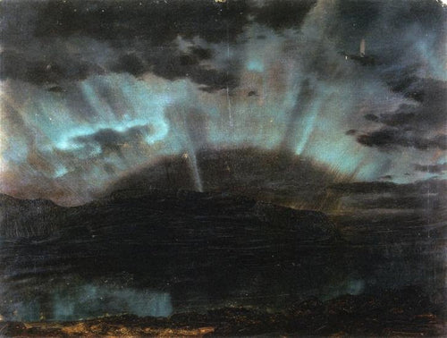 Aurora Boreal, MT. Ilha Deserta, de Bar Harbor, Maine (Frederic Edwin Church) - Reprodução com Qualidade Museu