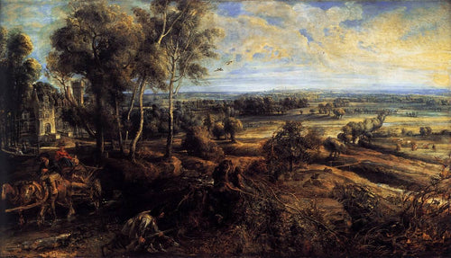 Paisagem de outono com vista de Het Steen (Peter Paul Rubens) - Reprodução com Qualidade Museu
