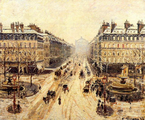 Avenue De Lopera, efeito da neve (Camille Pissarro) - Reprodução com Qualidade Museu