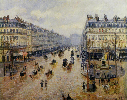 Avenue De Lopera, efeito da chuva (Camille Pissarro) - Reprodução com Qualidade Museu