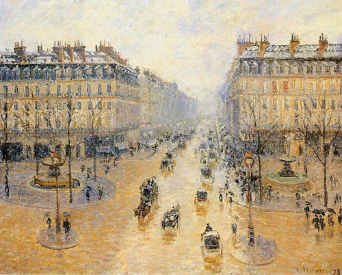 Avenue De Lopera, efeito neve (Camille Pissarro) - Reprodução com Qualidade Museu