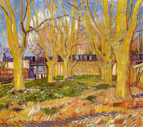 Avenida de árvores planas perto da estação de Arles (Vincent Van Gogh) - Reprodução com Qualidade Museu