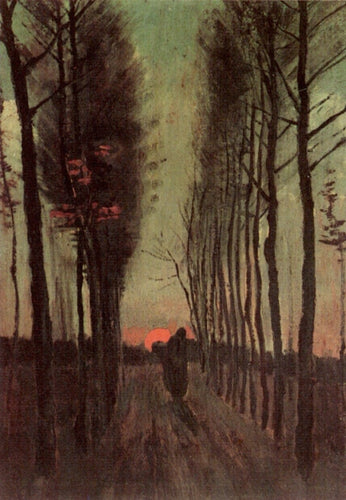 Poplars at Sunset (Vincent Van Gogh) - Reprodução com Qualidade Museu