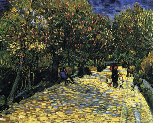 Avenida com castanheiros floridos em Arles (Vincent Van Gogh) - Reprodução com Qualidade Museu