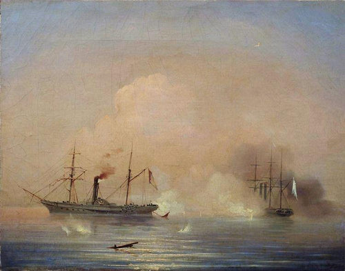 Batalha marítima (Ivan Aivazovsky) - Reprodução com Qualidade Museu