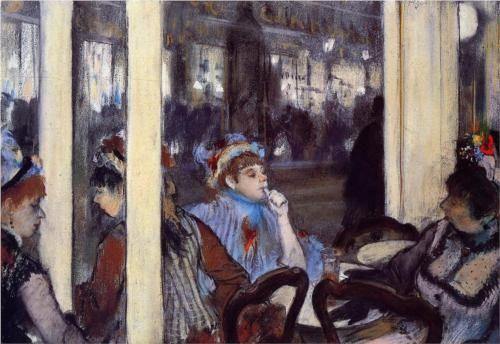 Mulheres em um café no terraço à noite (Edgar Degas) - Reprodução com Qualidade Museu