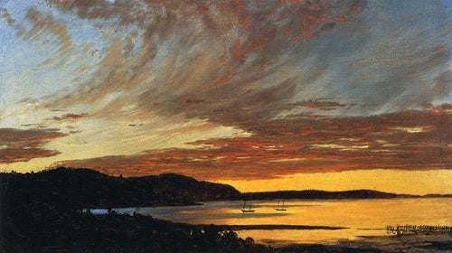 Sunset Bar Harbor (Frederic Edwin Church) - Reprodução com Qualidade Museu