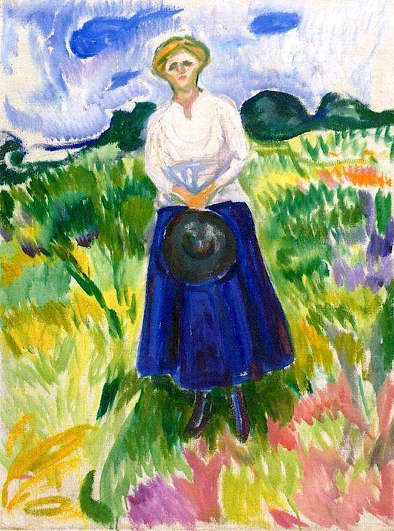 Mulher em um prado verde (Edvard Munch) - Reprodução com Qualidade Museu