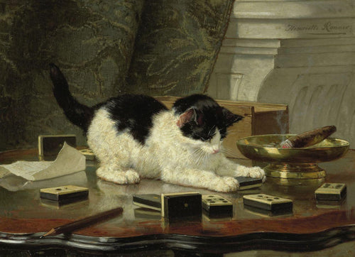 Brincando de gatinho (Henriette Ronner-Knip) - Reprodução com Qualidade Museu