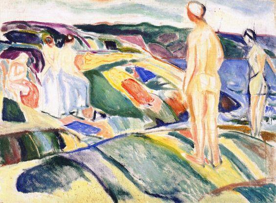 Mulheres dando banho nas rochas (Edvard Munch) - Reprodução com Qualidade Museu