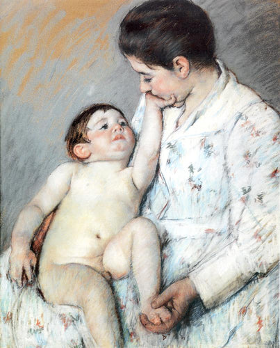 Babys First Caress (Mary Cassatt) - Reprodução com Qualidade Museu