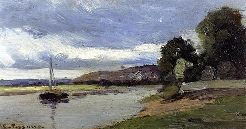 Margens de um rio com barcaça (Camille Pissarro) - Reprodução com Qualidade Museu