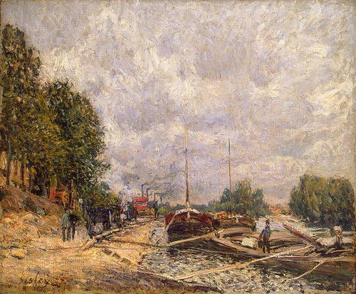 Barcaças em Billancourt (Alfred Sisley) - Reprodução com Qualidade Museu