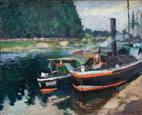 Barcaças em Pontoise (Camille Pissarro) - Reprodução com Qualidade Museu