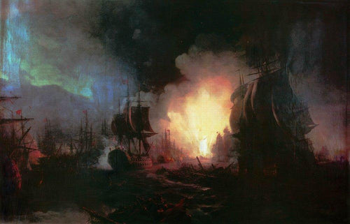 Batalha de Chesma (Ivan Aivazovsky) - Reprodução com Qualidade Museu
