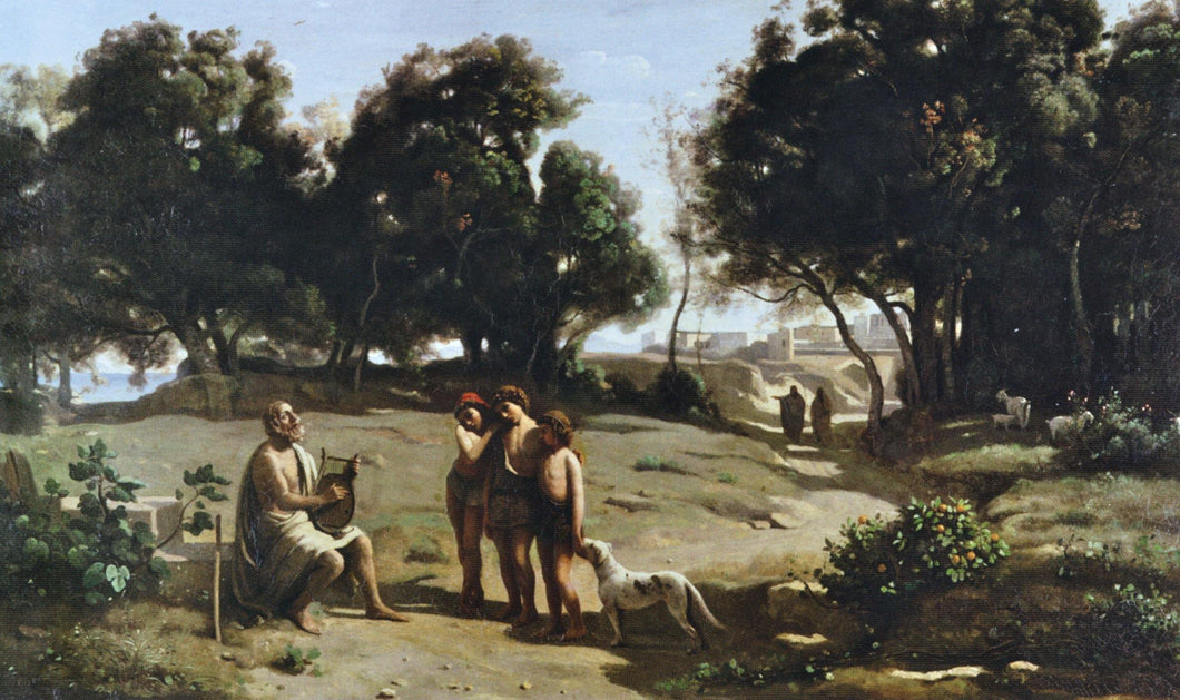 Homer e os pastores em uma paisagem - Jean-Baptiste-Camille Corot