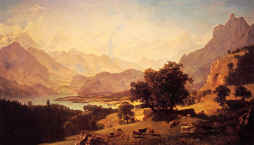 Alpes de Berna, como visto perto de Kusmach (Albert Bierstadt) - Reprodução com Qualidade Museu