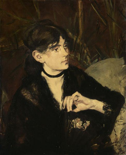 Retrato de Berthe Morisot com um leque (Edouard Manet) - Reprodução com Qualidade Museu