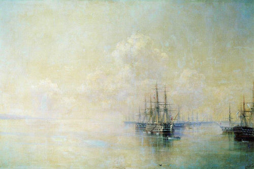 Esquadrão da Frota do Mar Negro antes de iniciar o ataque Sevastopol (Ivan Aivazovsky) - Reprodução com Qualidade Museu