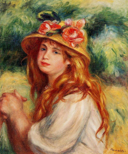 Loira com um chapéu de palha (Pierre-Auguste Renoir) - Reprodução com Qualidade Museu