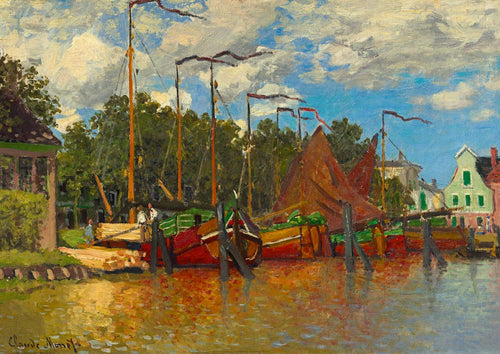 Barcos em Zaandam (Claude Monet) - Reprodução com Qualidade Museu