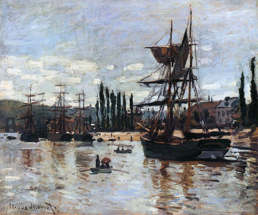 Barcos em Rouen (Claude Monet) - Reprodução com Qualidade Museu