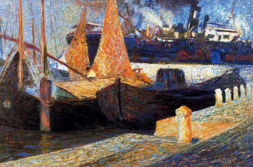 Barcos à luz do sol (Umberto Boccioni) - Reprodução com Qualidade Museu